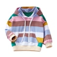 thumbnail image 1 of SYNPOS 2-7T Girls Cotton Zip Up Sweatshirts Hoodie Color Stripes Outfit, 1 of 3