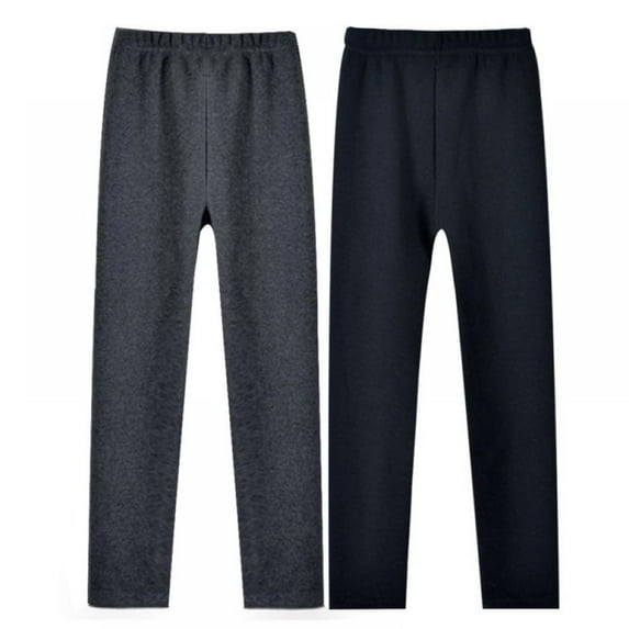 SYNPOS 2 Pack Girls Cotton Fleece Lined Warm Leggings Stretchy for Winter 2-13 Years