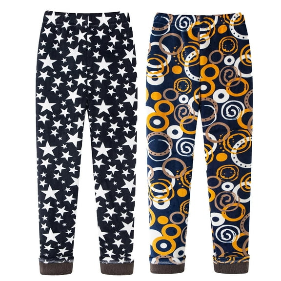 SYNPOS 2 Pack Girls Leggings Footless Thick Fleece Kids Baby Skinny Trousers Teenage Child Tights Stretchy Legging Pants 3-11 Years