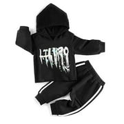 SYNPOS 2 Pcs Baby Boy Outfit Fall Winter Clothes Infant Hoodies Casual Pants Set 12 18 Month 2 3 4 5T Clothing