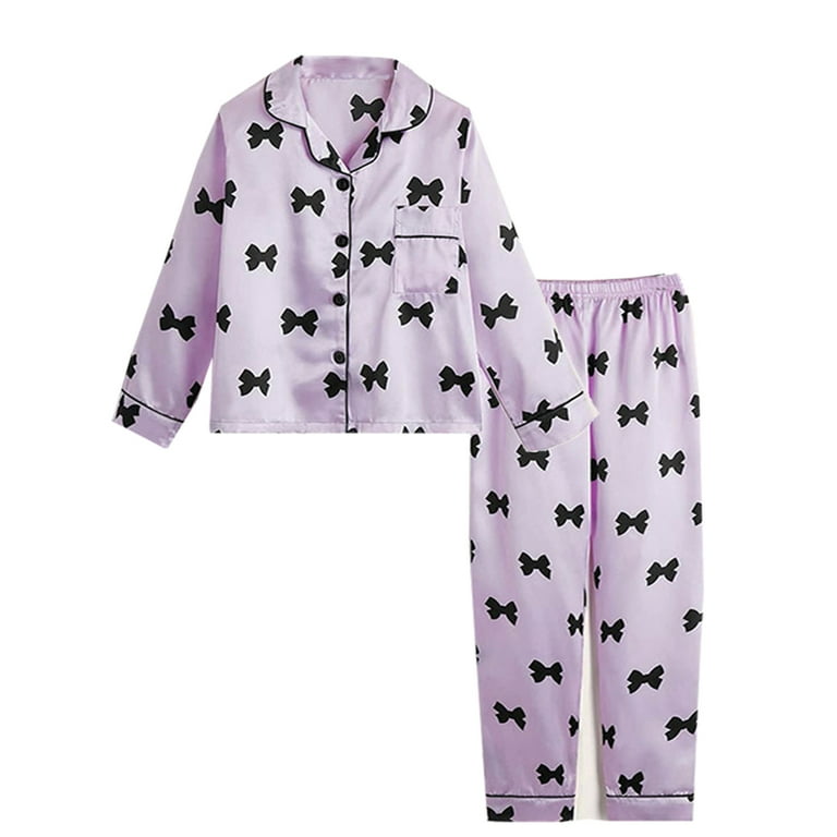 Blue Silk Pajamas Shein Pyjamas Kids The Bow-Shaped Silk Pajamas - Main Image