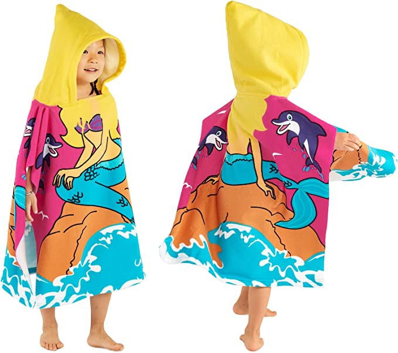 Girls Bath Towels Cotton Terry Pool and Beach Hooded Towel Wrap 