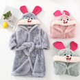 thumbnail image 1 of SYNPOS Baby Bathrobe Toddler Boy Girl Robe Cartoon Animal Hooded Soft Flannel Bathrobes for Unisex Baby Bath Robes 1-7 Years, 1 of 8