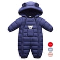 thumbnail image 1 of SYNPOS Baby Boy Girl Bear Hooded Puffer Snowsuit Newborn Winter Jumpsuit Jacket, 1 of 4