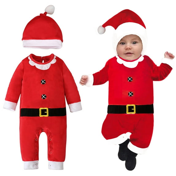 SYNPOS Baby Christmas Elf Outfit Rompers Jumsuit for Toddler Boys Girls Christmas Clothes 0-18 Months