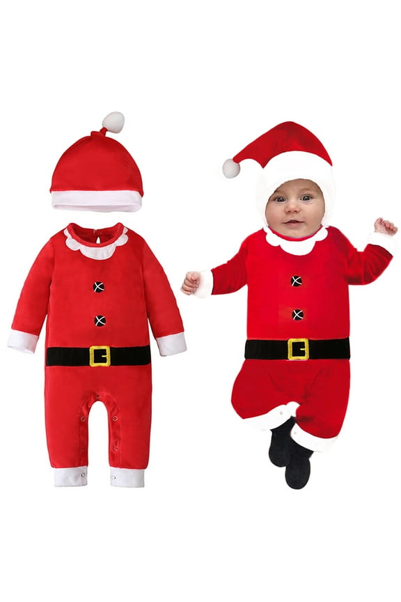 Baby Christmas Elf Outfit Rompers Jumsuit for Toddler Boys Girls Christmas Clothes 0-18 Months
