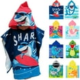 thumbnail image 1 of SYNPOS Baby Kids Bath and Beach Hooded Towel Wrap, 24" x 48", Dark blue Shark, 1 of 8