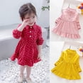 thumbnail image 1 of SYNPOS Baby Kids Girl Dresses Outfit Long Sleeve Single-Breasted Dress Clothes 1-8 Years, 1 of 13