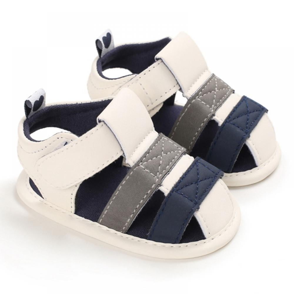 SYNPOS Baby Toddler Infant Boys Girls PU Leather Soft Closed Toe Summer Sandals Flat Shoes 0-18 Months