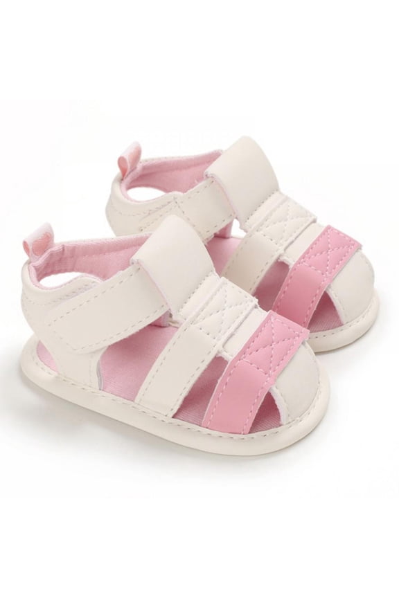 Baby Toddler Infant Boys Girls PU Leather Soft Closed Toe Summer Sandals Flat Shoes 0-18 Months