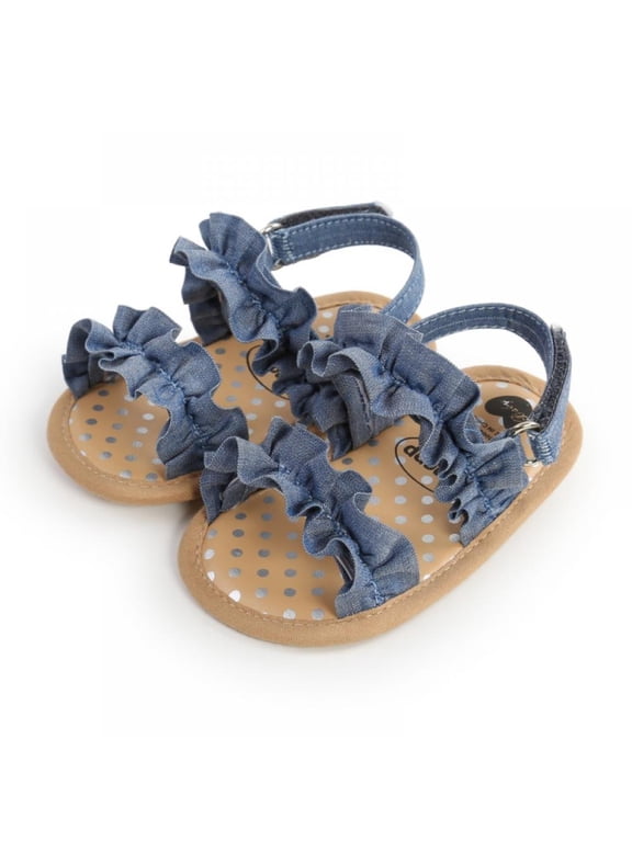 Baby Toddler Infant Girls PU Leather Soft Sole Summer Sandals Flower Princess Flat Shoes 0-18 Months