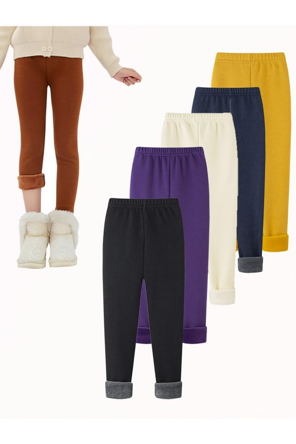 Children Girls Leggings Solid Warm Thick Fleece Lined Kids Skinny Pants Trousers Teenage Child 2-13 Years