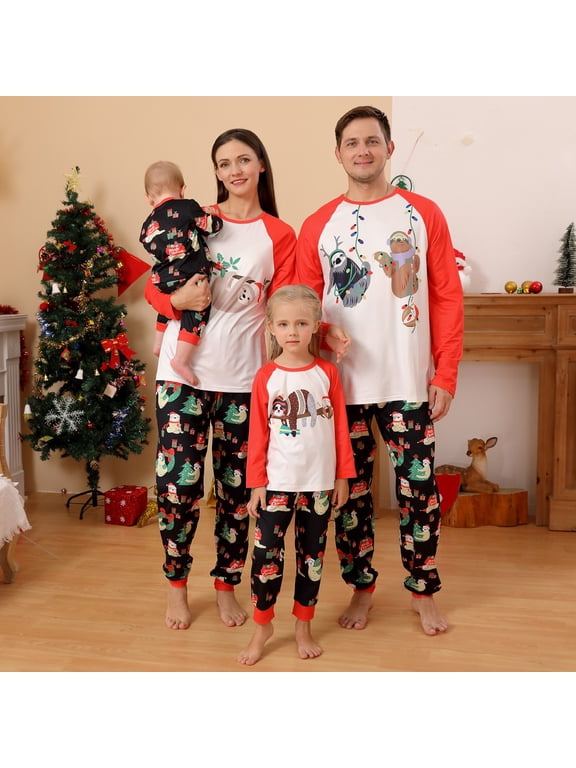 Family Christmas Pjs Matching Sets, Matching Family Pajamas Sets Christmas Cartoon Printed Soft Sleepwear Sets