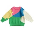 thumbnail image 1 of SYNPOS Girls' Long Sleeve Knit Sweater Color Block Crewneck Cute Warm Pullover Holiday 1-8 Years, 1 of 11
