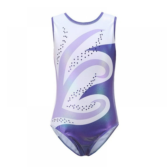 SYNPOS Girls Long Sleeve Shiny Waves Metallic Athletic Dance Gymnastics Leotard Outfit 5-14 Years