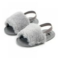 thumbnail image 1 of SYNPOS Infant Baby Girls Sandals Faux Fur Slides with Elastic Back Strap Flats Slippers Shoes 0-18 Months, 1 of 5