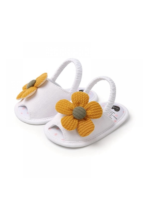 Infant Baby Girls Summer Flower Sandals Open-Toed Shoes Soft Non-Slip Sole Princess Flat Shoes 0-18 Months