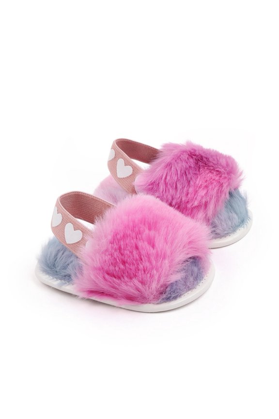SYNPOS Infant Girls Plush First Walker House Shoes Toddler Princess Baby Soft Slippers