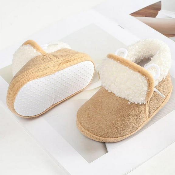 SYNPOS Infant Toddler Baby Girl Boys Winter Fleece Booties Newborn Warm Snow Boots