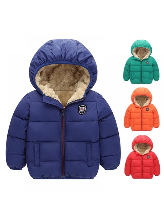 Kid Boys Girls Down Jacket Toddler Hood Thick Warm Winter Outerwear Snowsuit Coat For 2-7 Years