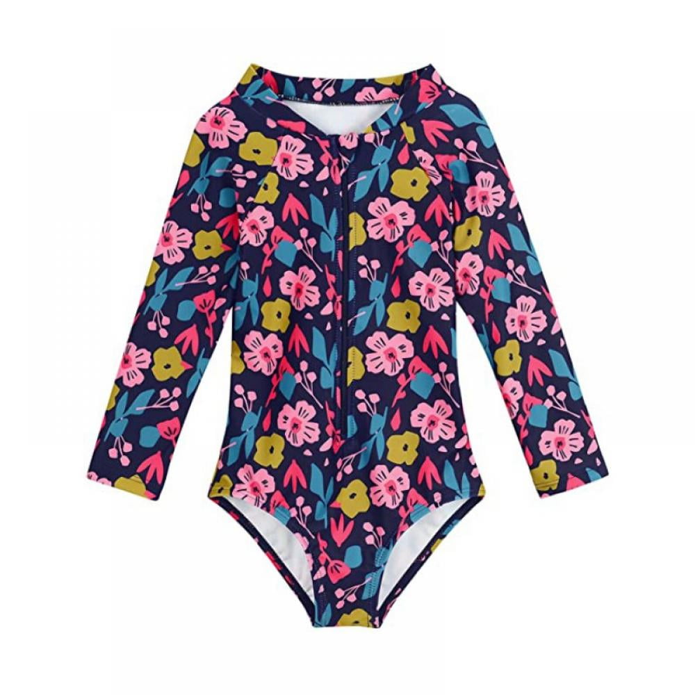 SYNPOS Kids Girl One Piece Bikini Swimsuits Bathing Suit Long Sleeve