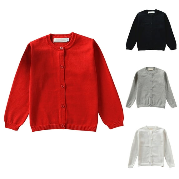 SYNPOS Little Girl Knit Cardigan Sweater - Toddler Button Down School Uniforms Cardigan 1-6 Years