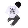 thumbnail image 1 of SYNPOS Newborn Baby Boy Clothes New to The Crew Letter Print Romper+Pants+Hat 3PCS Outfit 0-18 Months, 1 of 6