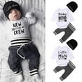 thumbnail image 1 of SYNPOS Newborn Baby Boy Clothes New to The Crew Letter Print Romper+Pants+Hat 3PCS Outfit 0-18 Months, 1 of 11