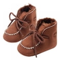 thumbnail image 1 of SYNPOS Newborn Baby Girls Cotton Soft Sole Winter Warm Snow Boots Infant Toddler Mid Calf Snow Boots 0-12 Months, 1 of 7