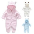 thumbnail image 1 of SYNPOS Newborn Baby Jumpsuit Hooded Fleece Rompers Long Sleeve Onesies Outwear Outfits 0-12 Months, 1 of 16