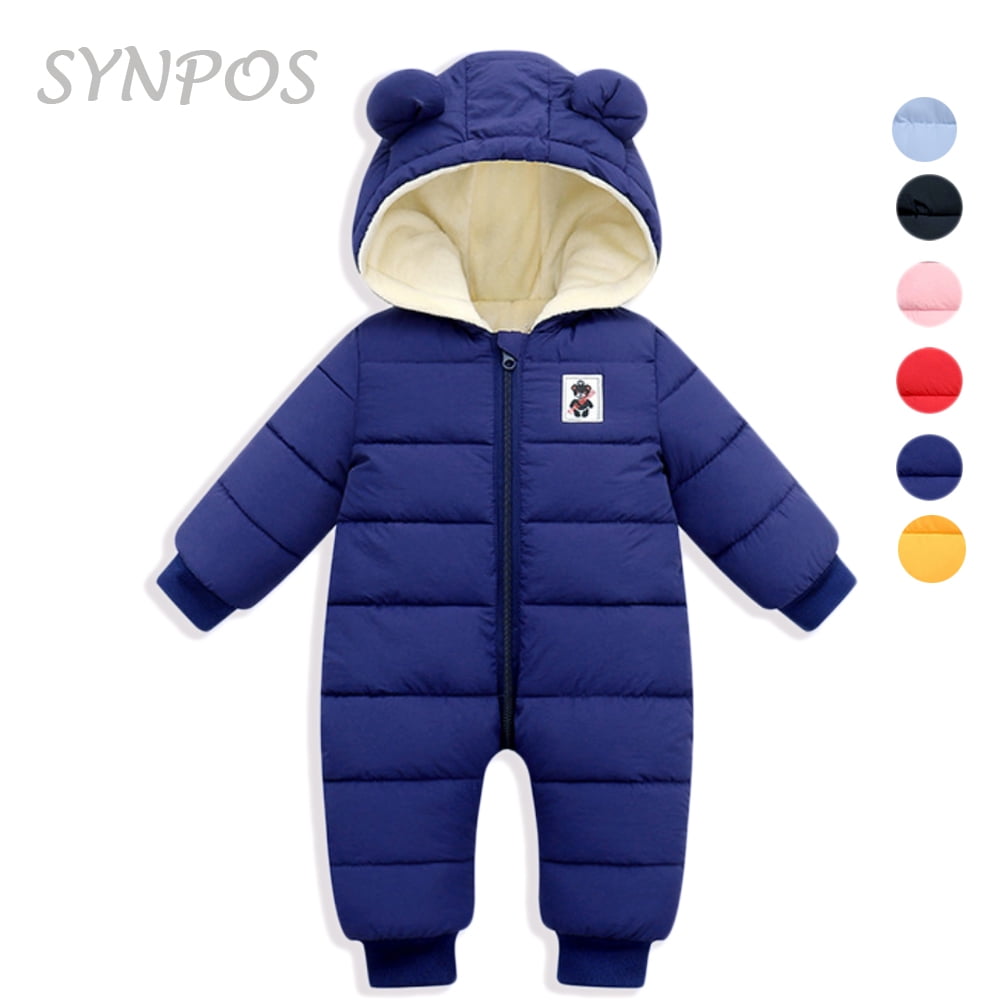SYNPOS SYNPOS Baby Girl Boy Hooded Snowsuit Down Jumpsuit Warm Onesie