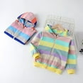 thumbnail image 1 of SYNPOS Todder Girls Zip-Up Sweatshirts Toddler Rainbow Stripes Jacket Long Sleeve Hooded Shirts Pullover Tops Fall Outwear 2-7T, 1 of 4
