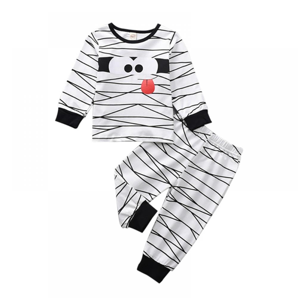 SYNPOS Toddler Baby Boy Halloween Mummy Pajama Set, Funny Sweatshirt ...