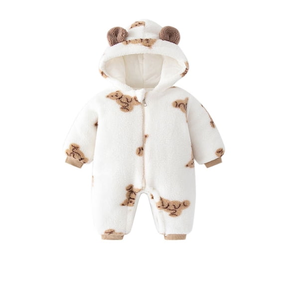 SYNPOS Toddler Baby Girls Boys Jumpsuit Snowsuit Fleece Hooded Romper Winter Warm Pajamas Bodysuits Outwear 0-24Months