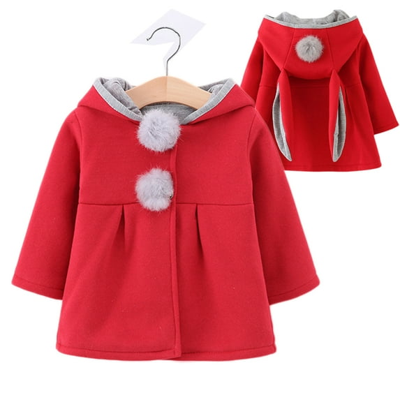 SYNPOS Toddler Baby Girls Cute Rabbit Ear Cloak Coat Kids Warm Hooded Outerwear