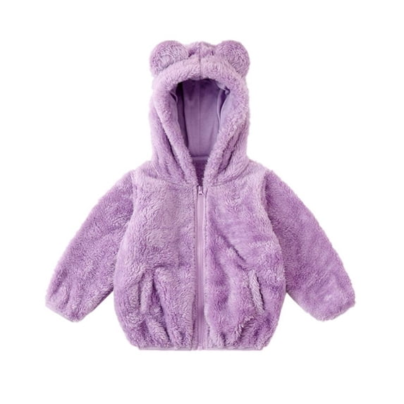 SYNPOS Toddler Girls Boys Fleece Hoody Jacket Zip Up Teddy Coat Warm Winter Outwear 1-7 Years