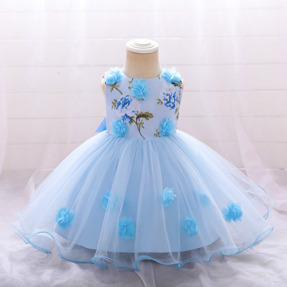 SYNPOS Toddler Girls Princess Birthday Dresses 3D Flower Formal
