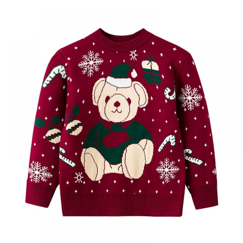 SYNPOS Toddler Kids Baby Girl Sweater, Cute Elk Print Christmas Sweaters Pullover Sweatshirt Top