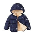 thumbnail image 1 of SYNPOS Toddler Little Boy Girl Fleece Hooded Puffer Jacket Elk Print Down Coat,3T, 1 of 3
