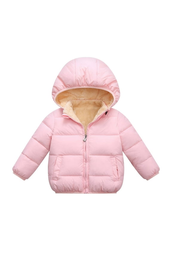 SYNPOS Toddler Little Boy Girl Fleece Hooded Puffer Jacket Winter Down Coat,2T