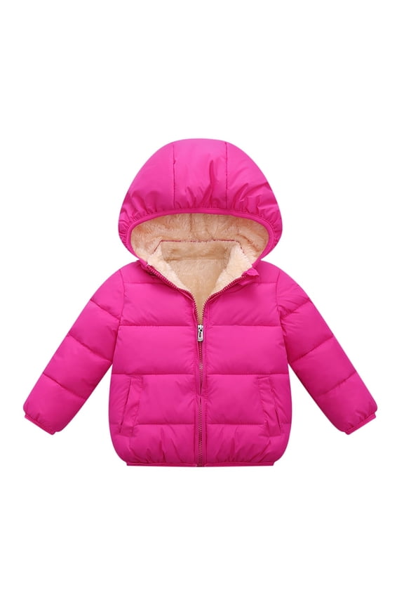 SYNPOS Toddler Little Boy Girl Fleece Hooded Puffer Jacket Winter Down Coat,3T