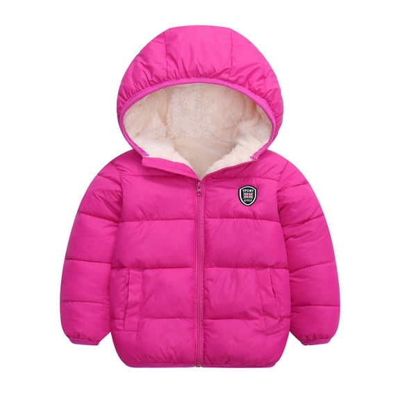 SYNPOS Toddler Little Boy Girl Winter Thicken Puffer Hooded Jacket Down Coat,5-6T