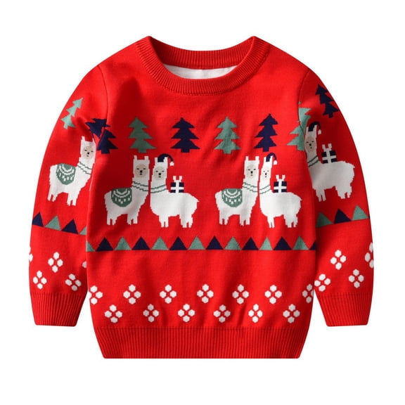 SYNPOS Toddler Little Kid Girl Boy Cute Alpaca Christmas Sweater Pullover Tops