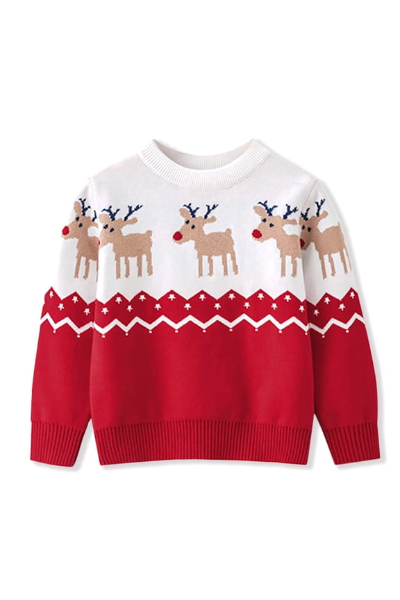 Toddler Little Kid Girl Boy Cute Elk Christmas Sweater Pullover Tops