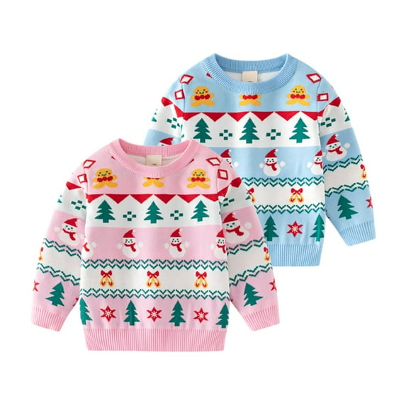 SYNPOS Toddler Little Kid Girl Boy Cute Snowman Christmas Sweater Pullover Tops