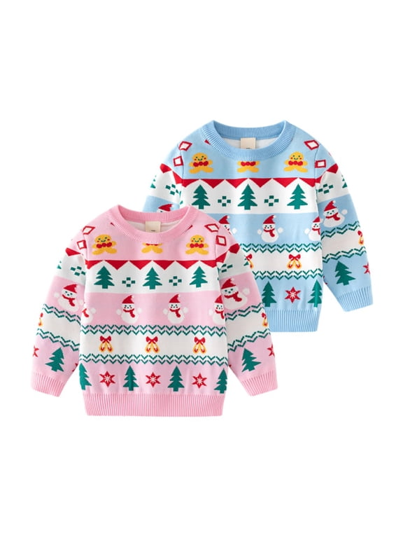 Toddler Little Kid Girl Boy Cute Snowman Christmas Sweater Pullover Tops