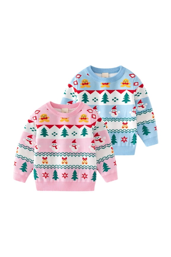 Toddler Little Kid Girl Boy Cute Snowman Christmas Sweater Pullover Tops