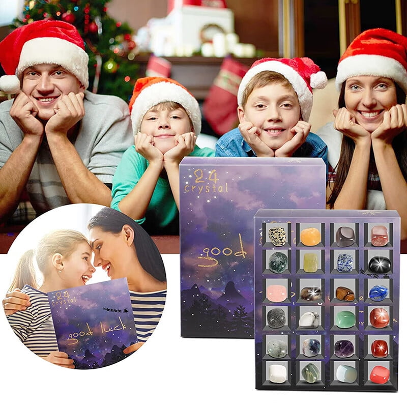 SYOSOF Christmas Advent Calendar,24 Days Natural Stone Gift Box,2024