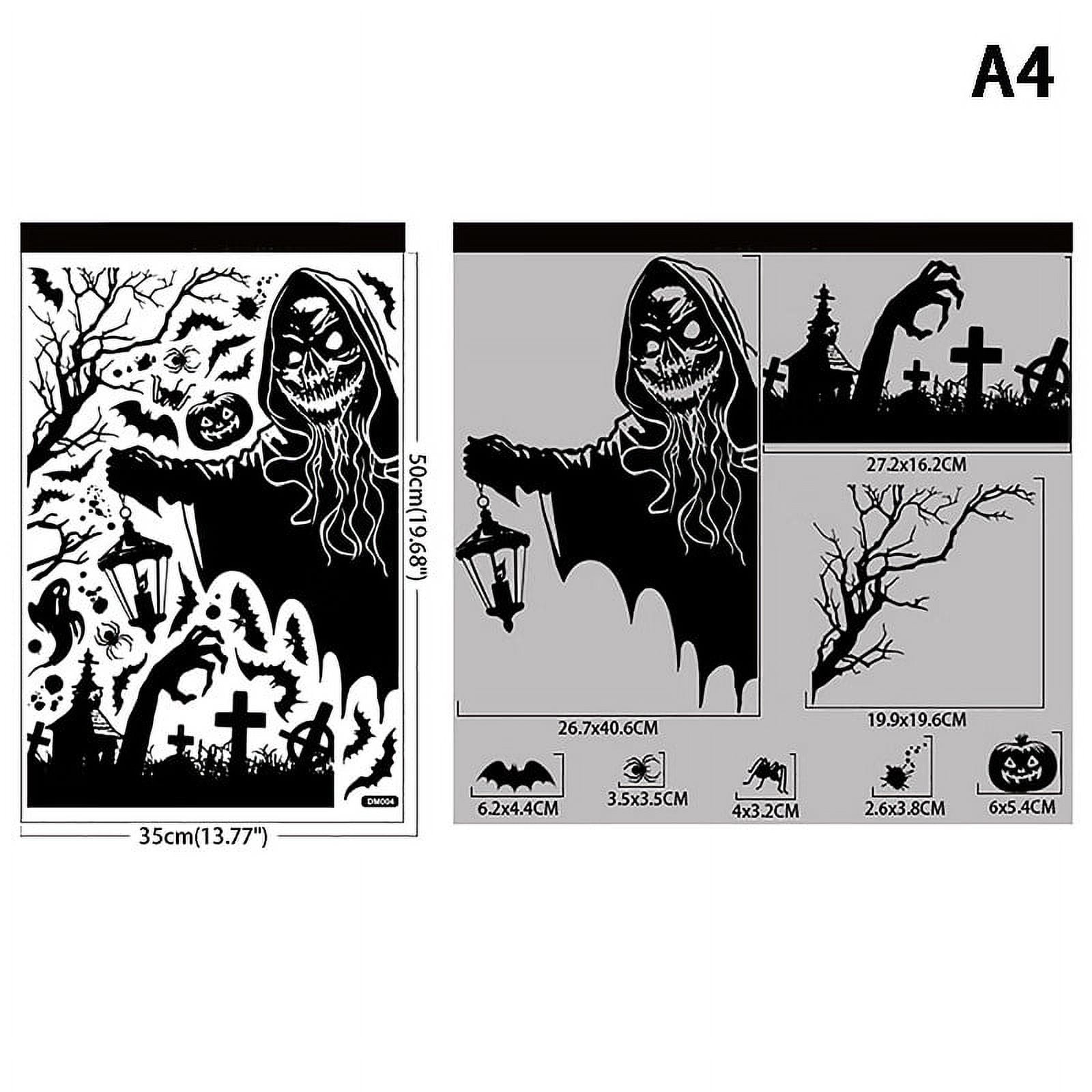 SYOSOF Halloween Pumpkin Witch Demon Scarecrow Window Glass Stickers ...