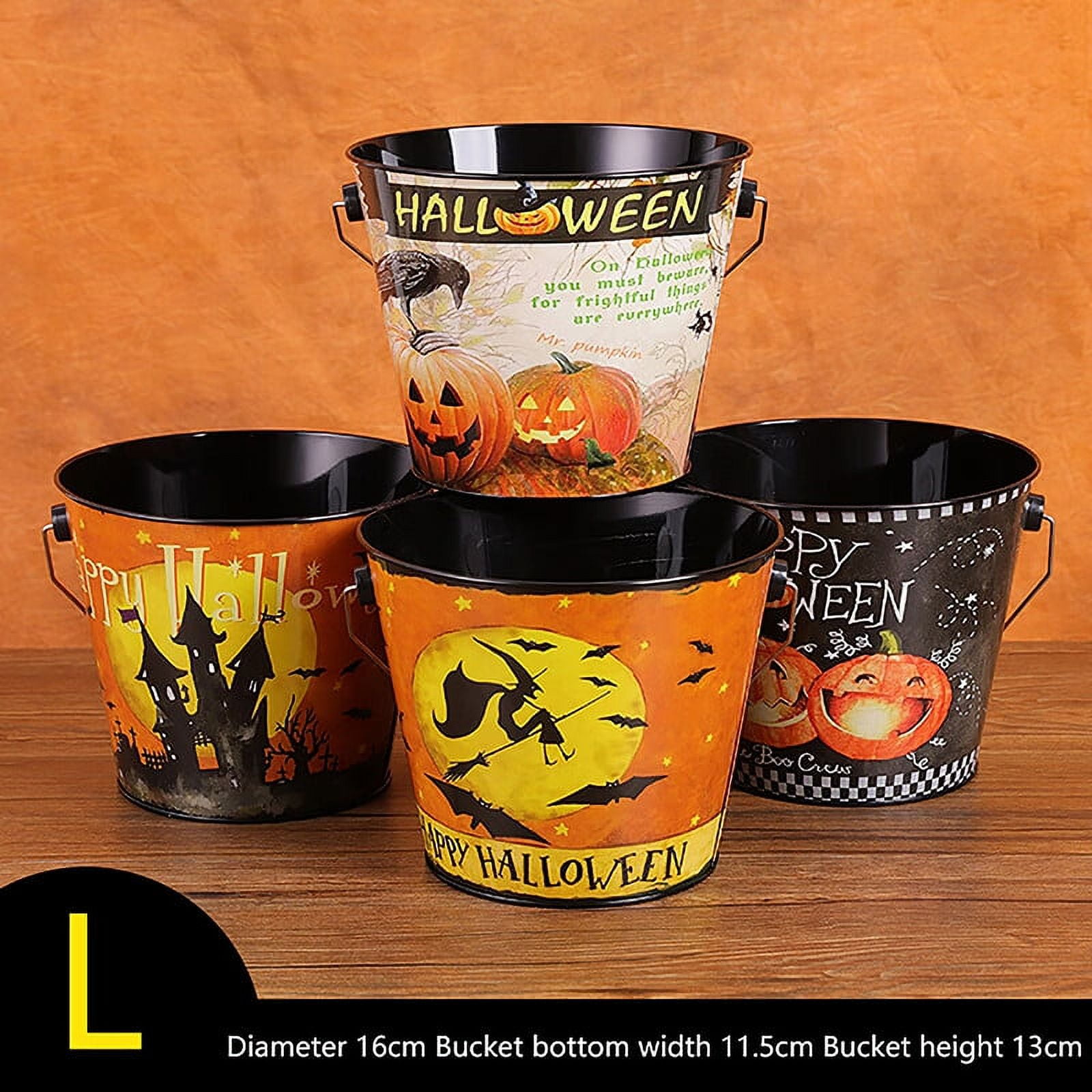 SYOSOF Random Halloween Tinning Candy Bucket Storage Style Party Candy Treat Bucket